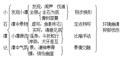 初中语文  中考必备八年级下册《小石潭记》中考复习知识点汇总