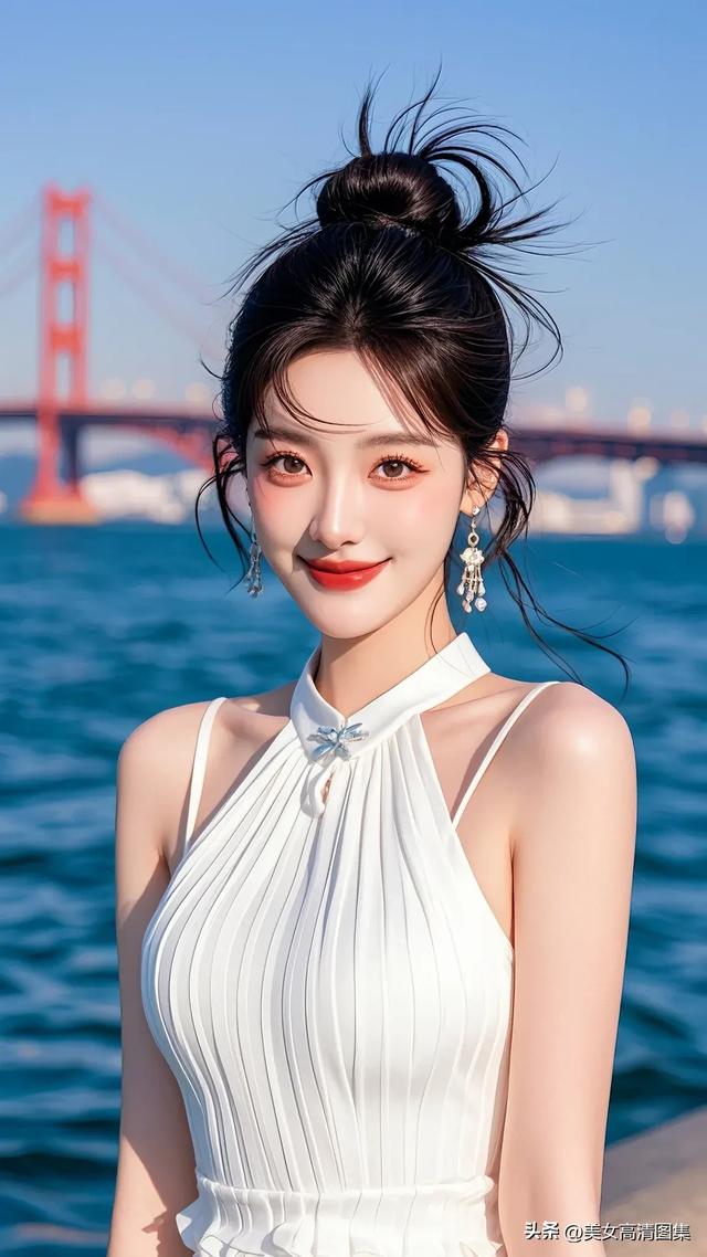青岛栈桥:美女轻盈踏浪来,笑靥如花醉吾心