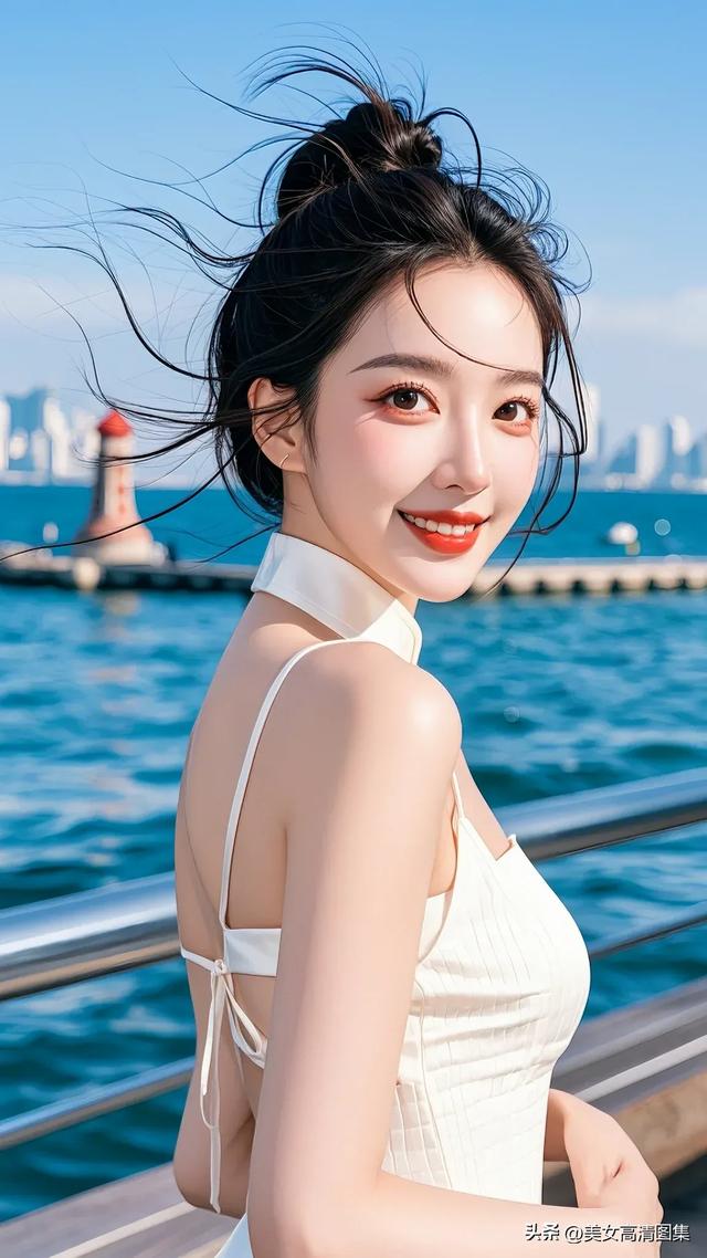 青岛栈桥:美女轻盈踏浪来,笑靥如花醉吾心