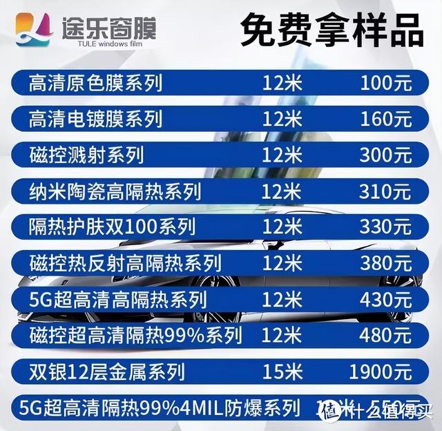 车膜行业的地板价-粤系产品;讲清车膜的价格体系