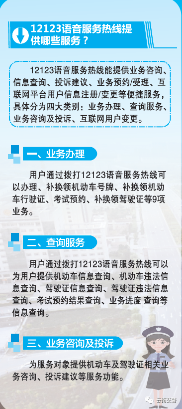 @云南车友,可以打电话换领驾驶证、查询机动车违法信息啦