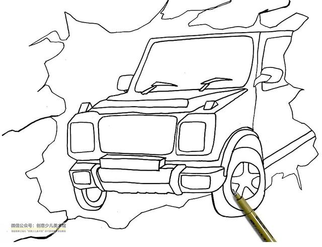 儿童画教程|趣味儿童画--疯狂越野车
