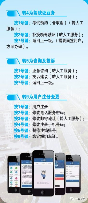 @云南车友,可以打电话换领驾驶证、查询机动车违法信息啦