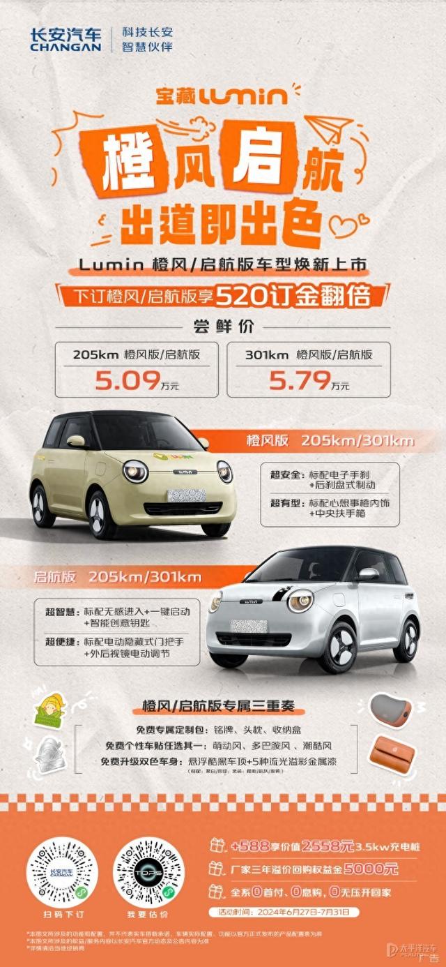 5.09万起!长安Lumin又一新版上市!配置升级,斩男又斩女?