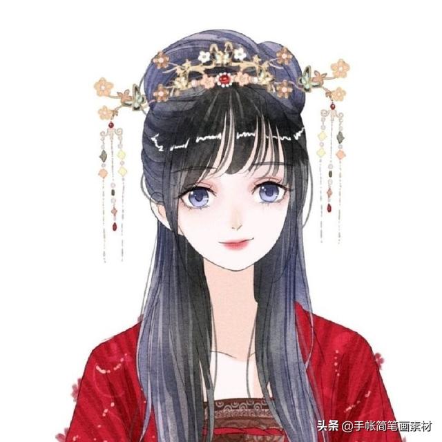 好漂亮的红妆古风小姐姐插画头像~
